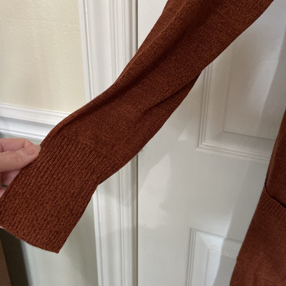 Denim & Company Auburn Copper Long Sleeve Knit Open Duster Sweater Cardigan - Picture 5 of 10